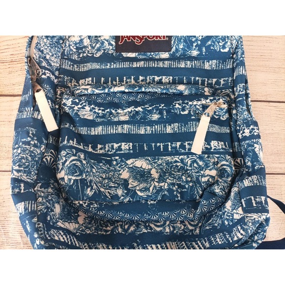 Jansport Superbreak Backpack Blue Midnight Sky Floral Stripe - Picture 3 of 6